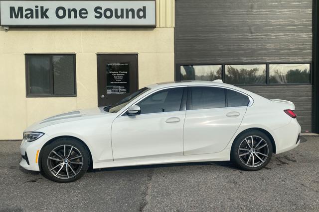 2022 BMW 350i with computer-cut window tint installation in North Bay